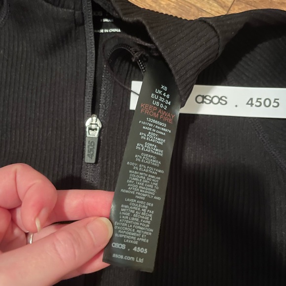 ASOS 4505 Black Athletic Quarter-Zip Mock Neck Ribbed Jacket Size XS - Picture 11 of 15